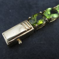 Peridot Tennis Bracelet Estate Vermeil Sterling Silver 7.5"