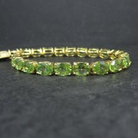 Peridot Tennis Bracelet Estate Vermeil Sterling Silver 7.5"