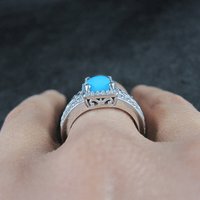 Sleeping Beauty Turquoise Cocktail Ring Sterling Silver Size 8