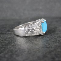 Sleeping Beauty Turquoise Cocktail Ring Sterling Silver Size 8