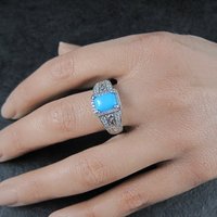 Sleeping Beauty Turquoise Cocktail Ring Sterling Silver Size 8