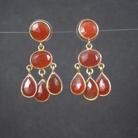Vintage Vermeil Sterling Carnelian Earrings Estate Jewelry