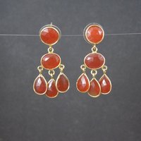Vintage Vermeil Sterling Carnelian Earrings Estate Jewelry