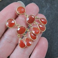 Vintage Vermeil Sterling Carnelian Earrings Estate Jewelry