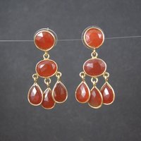 Vintage Vermeil Sterling Carnelian Earrings Estate Jewelry