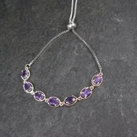 Estate Sterling Silver Amethyst Bolo Bracelet