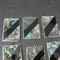 Lot of 7 Mexican Alpaca Abalone Inlay Earring Charms Pendants