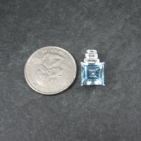Blue and White Toapz Pendant Sterling Silver Princess Cut
