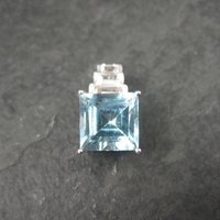 Blue and White Toapz Pendant Sterling Silver Princess Cut