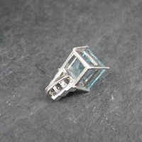 Blue and White Toapz Pendant Sterling Silver Princess Cut