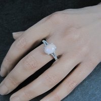 Sterling Silver Pink Opal Ring Size 7 Estate Jewelry
