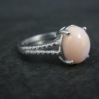 Sterling Silver Pink Opal Ring Size 7 Estate Jewelry
