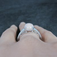 Sterling Silver Pink Opal Ring Size 7 Estate Jewelry