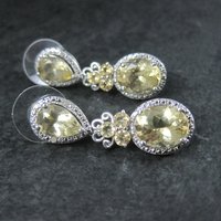 Faceted Lemon Quartz Earrings Sterling Silver Estate Jewelry