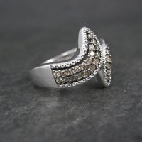 Champagne Diamond Ring Size 5 Sterling Silver Estate Jewelry