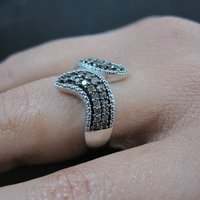 Champagne Diamond Ring Size 5 Sterling Silver Estate Jewelry