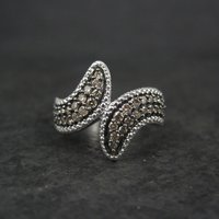 Champagne Diamond Ring Size 5 Sterling Silver Estate Jewelry