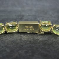 Peridot Tennis Bracelet Estate Vermeil Sterling Silver 7.5"