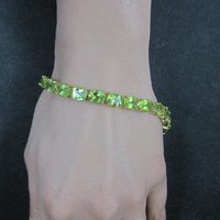 Peridot Tennis Bracelet Estate Vermeil Sterling Silver 7.5"