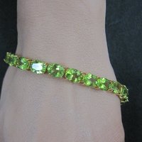 Peridot Tennis Bracelet Estate Vermeil Sterling Silver 7.5"