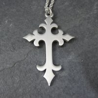 Vintage Pewter Cross Pendant Necklace Kelly Waters
