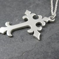 Vintage Pewter Cross Pendant Necklace Kelly Waters