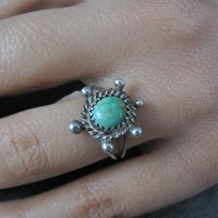 Turquoise Turtle Ring Size 5.5 Southwestern Vintage Sterling Silver