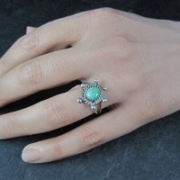 Turquoise Turtle Ring Size 5.5 Southwestern Vintage Sterling Silver