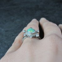 Turquoise Turtle Ring Size 5.5 Southwestern Vintage Sterling Silver