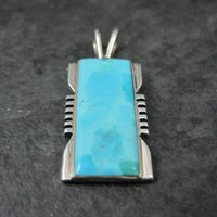 Sterling Turquoise Pendant Estate Silver