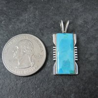 Sterling Turquoise Pendant Estate Silver