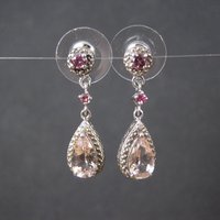 Morganite Amethyst and Pink Tourmaline Earrings Sterling Silver Estate Jewelry