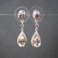 Morganite Amethyst and Pink Tourmaline Earrings Sterling Silver Estate Jewelry
