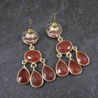 Vintage Vermeil Sterling Carnelian Earrings Estate Jewelry