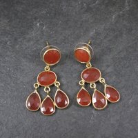 Vintage Vermeil Sterling Carnelian Earrings Estate Jewelry
