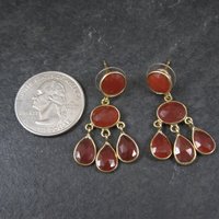 Vintage Vermeil Sterling Carnelian Earrings Estate Jewelry