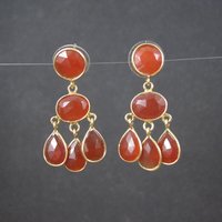 Vintage Vermeil Sterling Carnelian Earrings Estate Jewelry