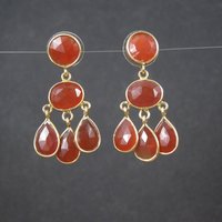 Vintage Vermeil Sterling Carnelian Earrings Estate Jewelry