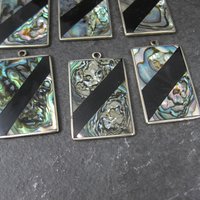 Lot of 7 Mexican Alpaca Abalone Inlay Earring Charms Pendants