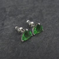 Trillion Chrome Diopside Stud Earrings 8MM Sterling Silver