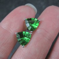 Trillion Chrome Diopside Stud Earrings 8MM Sterling Silver