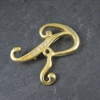Vintage Rhinestone Initial R Brooch