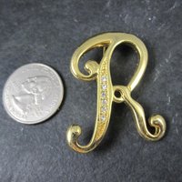 Vintage Rhinestone Initial R Brooch
