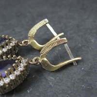 Vintage Purple Cz Earrings Sterling Silver and Bronze