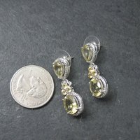 Faceted Lemon Quartz Earrings Sterling Silver Estate Jewelry