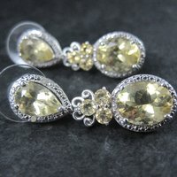 Faceted Lemon Quartz Earrings Sterling Silver Estate Jewelry