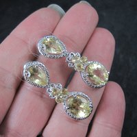 Faceted Lemon Quartz Earrings Sterling Silver Estate Jewelry