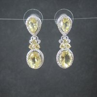 Faceted Lemon Quartz Earrings Sterling Silver Estate Jewelry