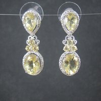 Faceted Lemon Quartz Earrings Sterling Silver Estate Jewelry