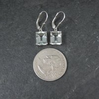 Green Aquamarine Earrings 4 Carats Sterling Silver Lever Backs Estate Jewelry